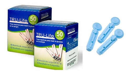 150 Tiras De Glucometria Tru-life + 100 Lancetas