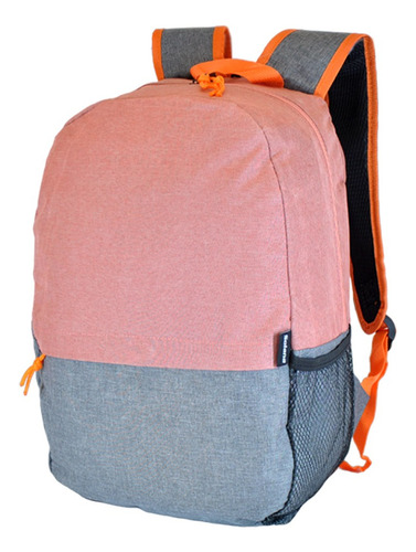 Mochila Mujer Hombre Porta Notebook Escolar Liviana Color Coral Claro Diseño De La Tela Liso