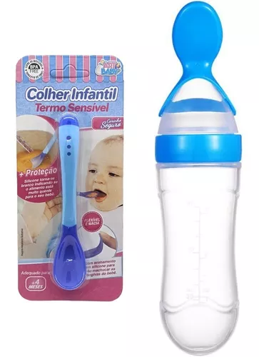 Colher Infantil Bebê Termo Sensível Silicone Macia Papinha- NOVO