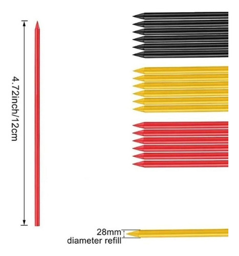 2 X 6x Carpenter Pencil Refills, Substituição De Amarelo