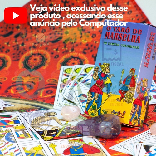 Imagem 6 de 10 de Baralho Tarot Marselha Original 78 Cartas+brinde Kit 7pedras