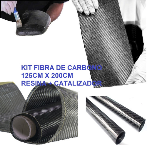 Kit Fibra D Carbono Tela 125cmx200cm + Kit Resina Endurec 3k