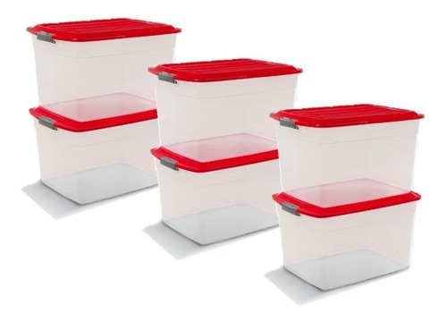 Caja Plástica Con Tapa 42lts Colombraro - Pack X 6 Unidades