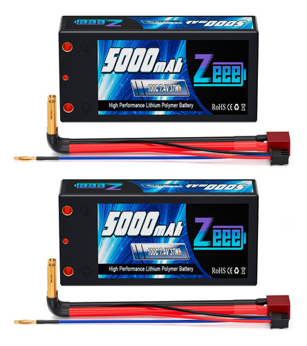 Zeee 2s Shorty Lipo Battery Mah 7.4v 100c Batería Rígida .