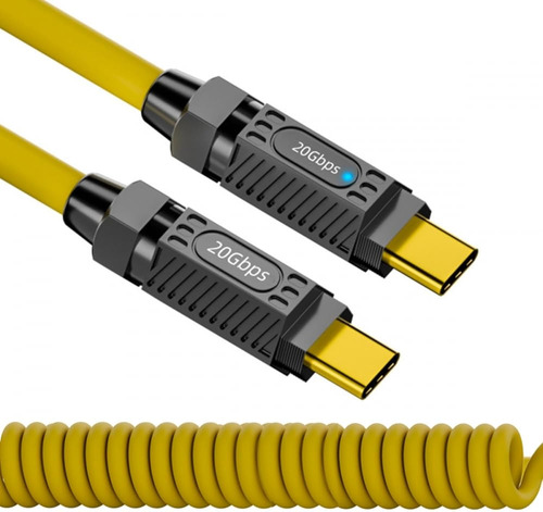 Cy Cable Elástico En Espiral Usb-c Usb4 20gbps 140w 8k