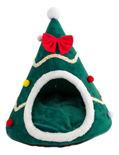 Cama Para Gatos Con Forma De De Navidad, Casa Semicerrada, S