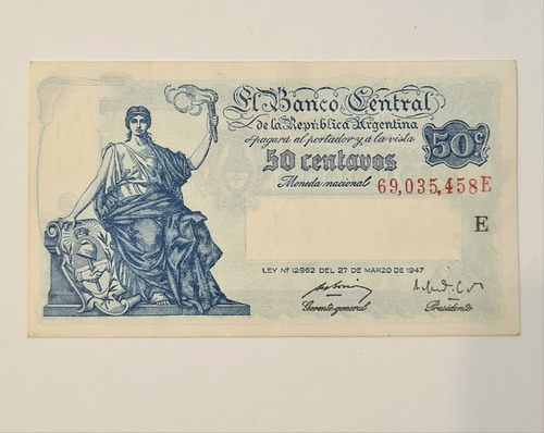 Billete 50 Centavos Moneda Nacional. Argentina. 1947