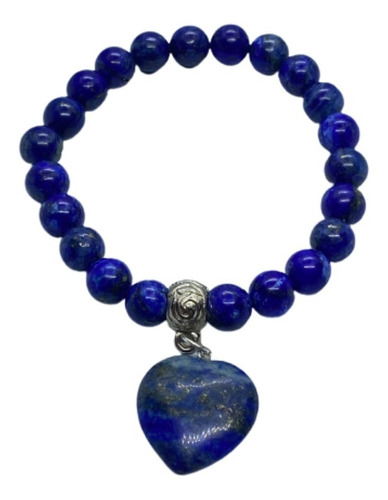 Pulsera De Piedra Natural - Pulsera Lapislazuli Con Corazón