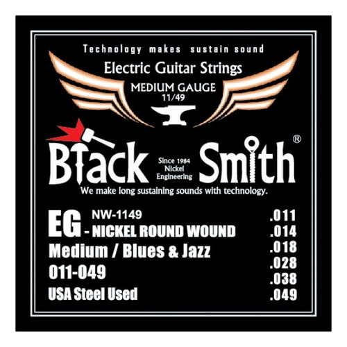 Cuerdas Encordado Guitarra Electrica Black Smith 011 Nw1149