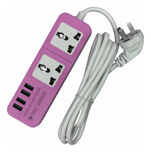 Zapatilla Electrica Alargue Extensor 2 Enchufes 4 Usb 1,8mts