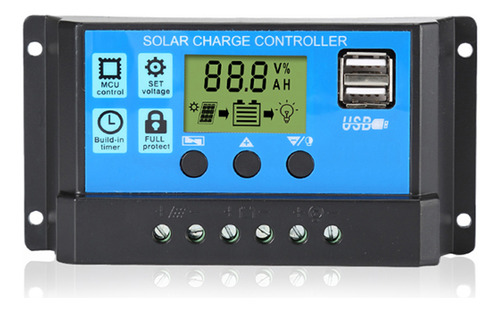 Controlador De Carga Y Descarga Charge Solar 30a Lcd 12v/24v