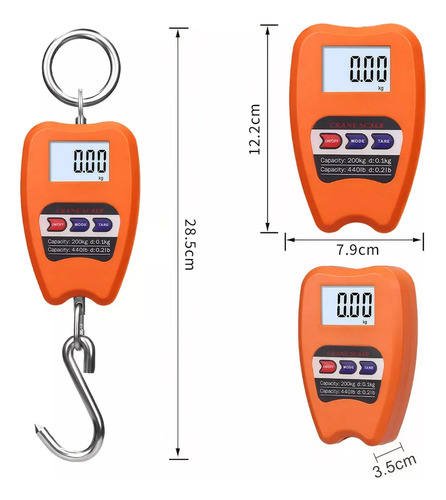 Báscula Balanza Colgante Gancho Digital Lcd Portátil 200kg