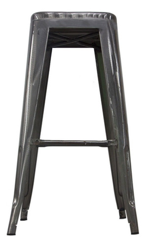 Banco Tolix Silla Alta Vintage Cafeteria Acero Galvanizado Color Plata