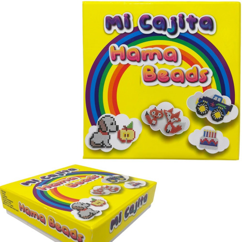 Kit Inicio Mi Cajita Hama Beads 8 Colores +4 Plantillas Guia