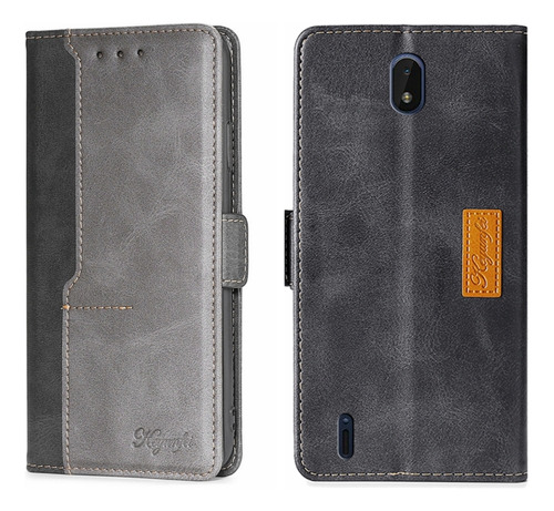 Funda De Poliuretano Negra Y Gris Para Nokia C01 Plus/c1 2nd