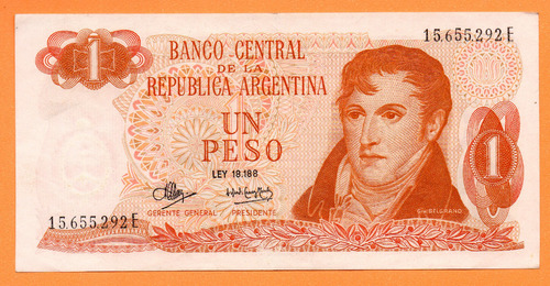 Billete 1 Peso Ley, Bottero 2316, Año 1973 Exc 