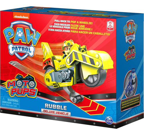A Motocicleta Moto Pups Paw Patrol Con Figura De Rubble