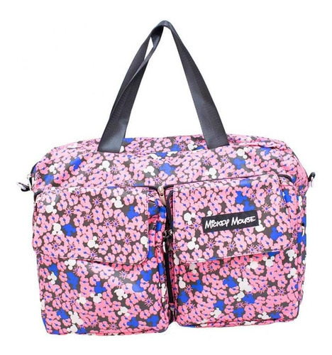 Bolsa Dobrável De Viagem Florido Rosa Mickey Mouse 46x37 Cm Acambamento dos ferragens Preto Cor da correia de ombro Preto