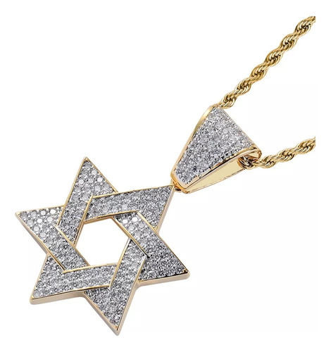 Q Cristal 18 K Chapado En Oro Estrella De David Colgante