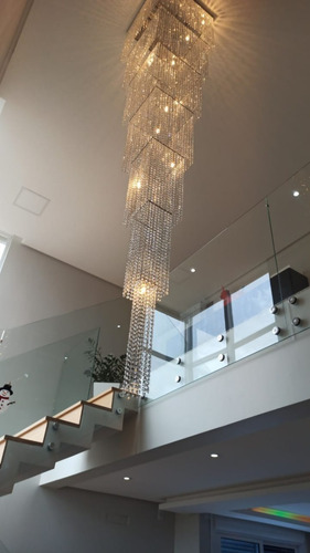 Lustre Plafon Cristal Cascata 60x60 Salas Pé Direito Duplo