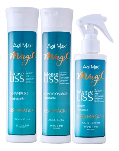 Kit Agi Max Magic Liss - Sh 300ml + Cond 300ml + Fluíd 200ml