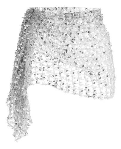 Moda Danza Del Vientre Hip Scarf Plata Plata El 160x50cm