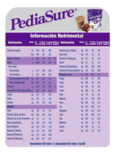 Frm-pediasure Plus Lata Con 900 G Sabor Chocolate Chocolate