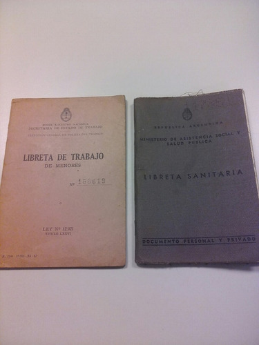 Lote De 2 Antiguas Libretas De Trabajo Y Libreta Sanitaria