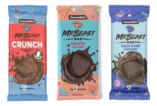 3 Pack Mr. Beast Chocolate (1 Crunch, 1 Amargo Y 1 Quinoa)
