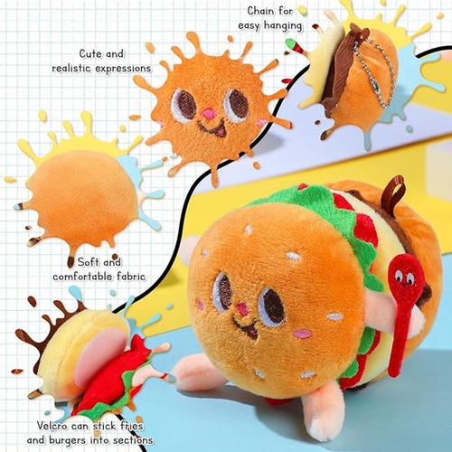 Juguete De Peluche De Simulación Para Hamburguesas, Comida D