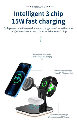 Base Carga Inalámbrica iPhone Magsafe 3en1 + Cargador