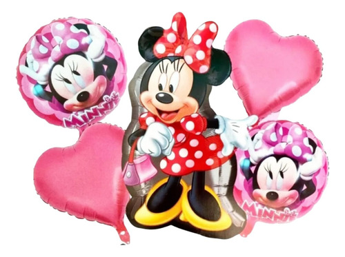 Minnie Rosa Set Decoración Globos+ Cajas Dulceras 10 Niñas Rosa Lisa Minnie Mouse