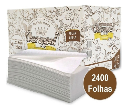 Kit 2 Caixa De Interfolha Toalha Folha Dupla C/2400 22,5x20