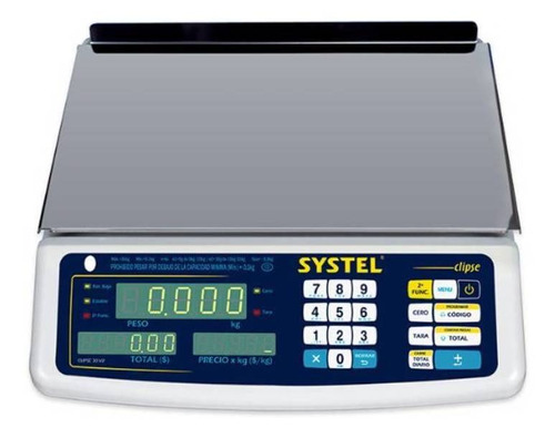 Balanza comercial digital Systel Clipse sin batería  15kg 100V/240V 367 mm x 217 mm