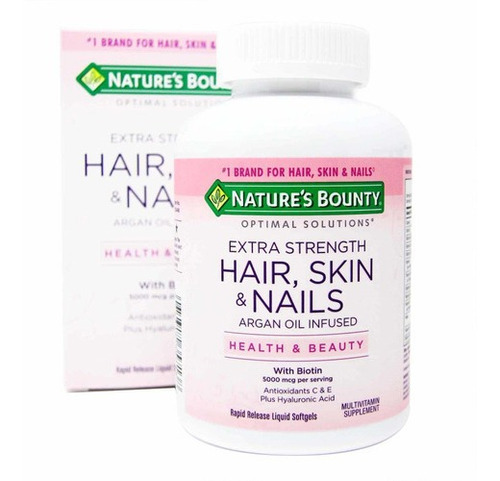 Suplemento en cápsulas Nature's Bounty  Optimal Solutions Extra Strength Hair, Skin & Nails vitamina c en frasco 150 un