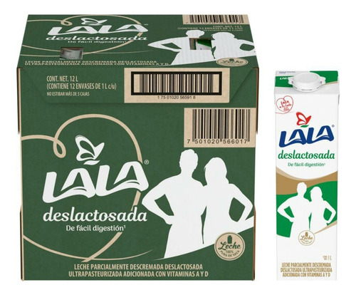 Leche Lala Deslactosada Caja Con 12 Envases De 1 Litro C/u