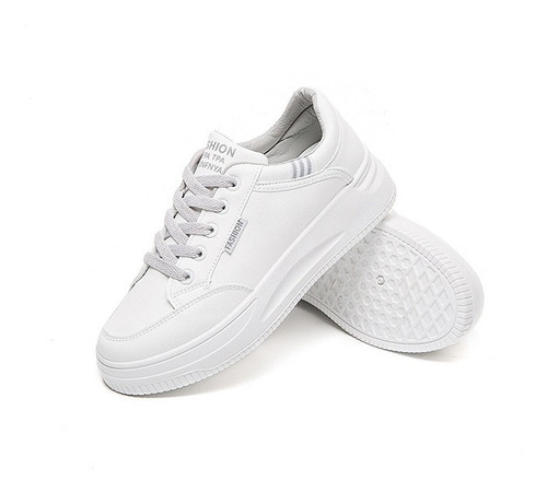Zapatos Casuales Blancos Sneakers Mujer Plataforma Cómodos