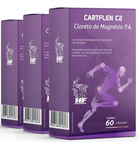 Kit 3 Cartflen C2 Cloreto Magnesio P.a 60cápsulas