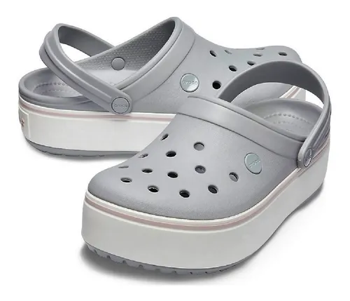 Sandalia Crocs Crocband Platform Mujer Original Gris Cuotas