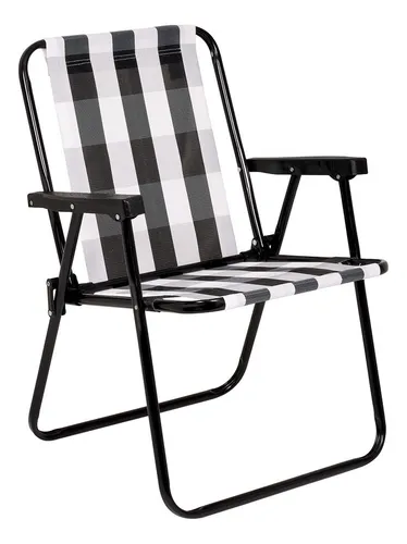 Cadeira De Praia Alta De Aço Mor Retrô Preto - 2583