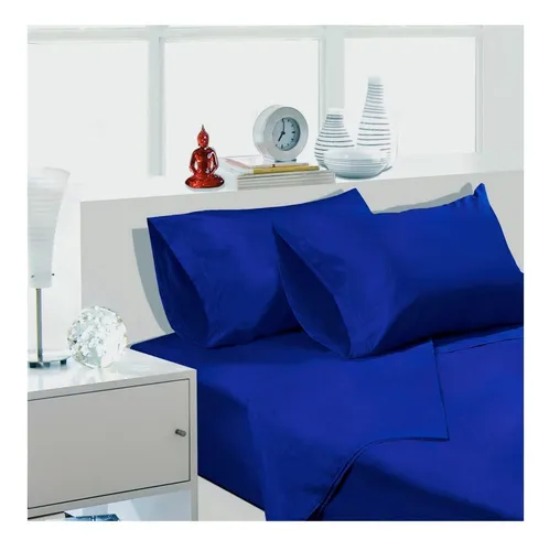 Sabana Unicolor Arthome 144 Hilos 1,5pl Azul.