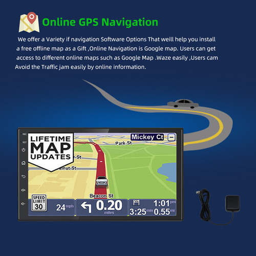 Lebeeaudio 7 Pulgadas Coche Estereo Android Gps Doble Din Con Camara Mirrorlink 32g ROM