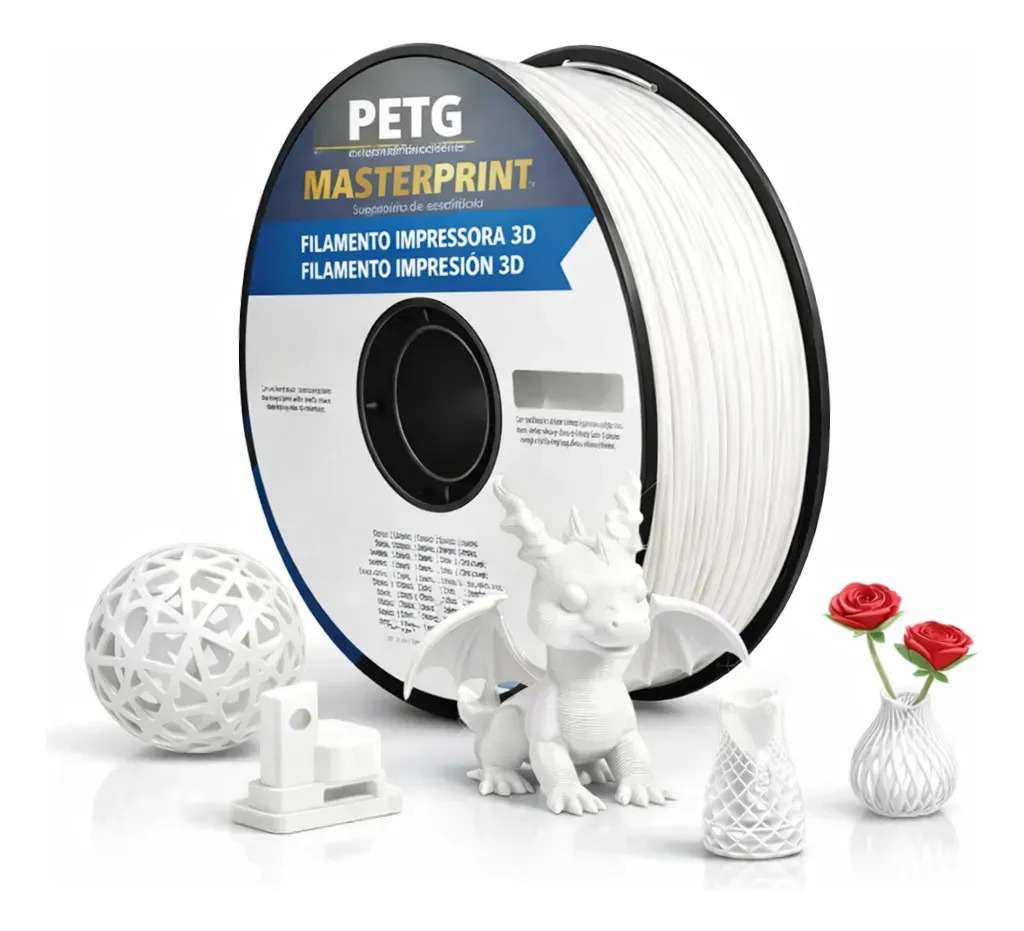 Filamento PETG Masterprint ( ETIQUETA NEUTRA ) 1kg 1,75mm Branco Impressora 3D