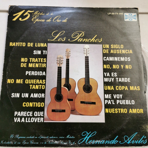 Disco Lp:los Panchos- 15 Melodias Epoca Oro Hernando Aviles