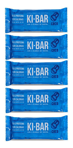 Barrita Proteica Natural Ki Bar Clara Huevo De Coco 40g X5