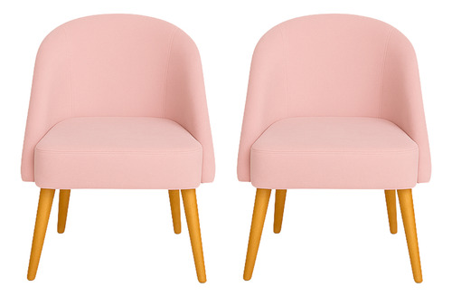 Kit 2 Banquetas Poltrona Lua Para Recepção Atendimento Penteadeira Cor Rosê Liberty Móveis