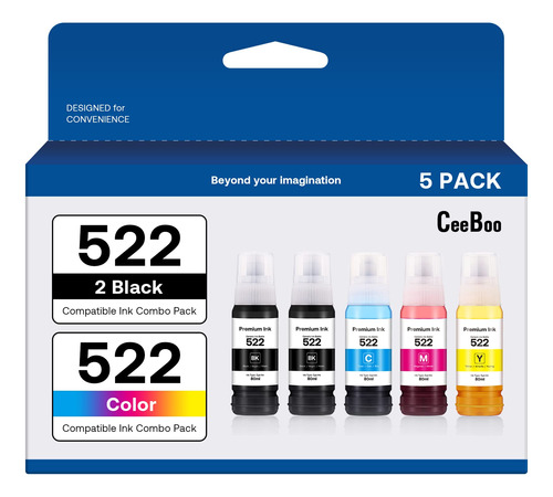 522 High Capacity (5 Bottles) Refill Ink Replacement.