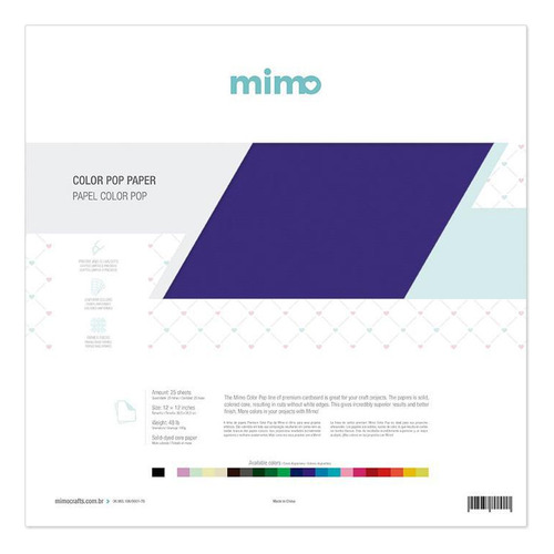 Papel Color Pop Roxo Mirtilo - 30,5x30,5cm - 180g 25 Folhas
