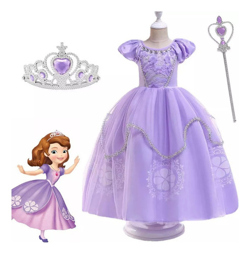A Vestido De Princesa Sofía For Cosplay Con Accesorioscomple