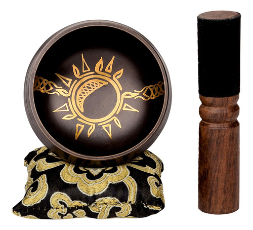 Sun In Moon Singing Bowl Set By Ohm Store  Black Etched .
